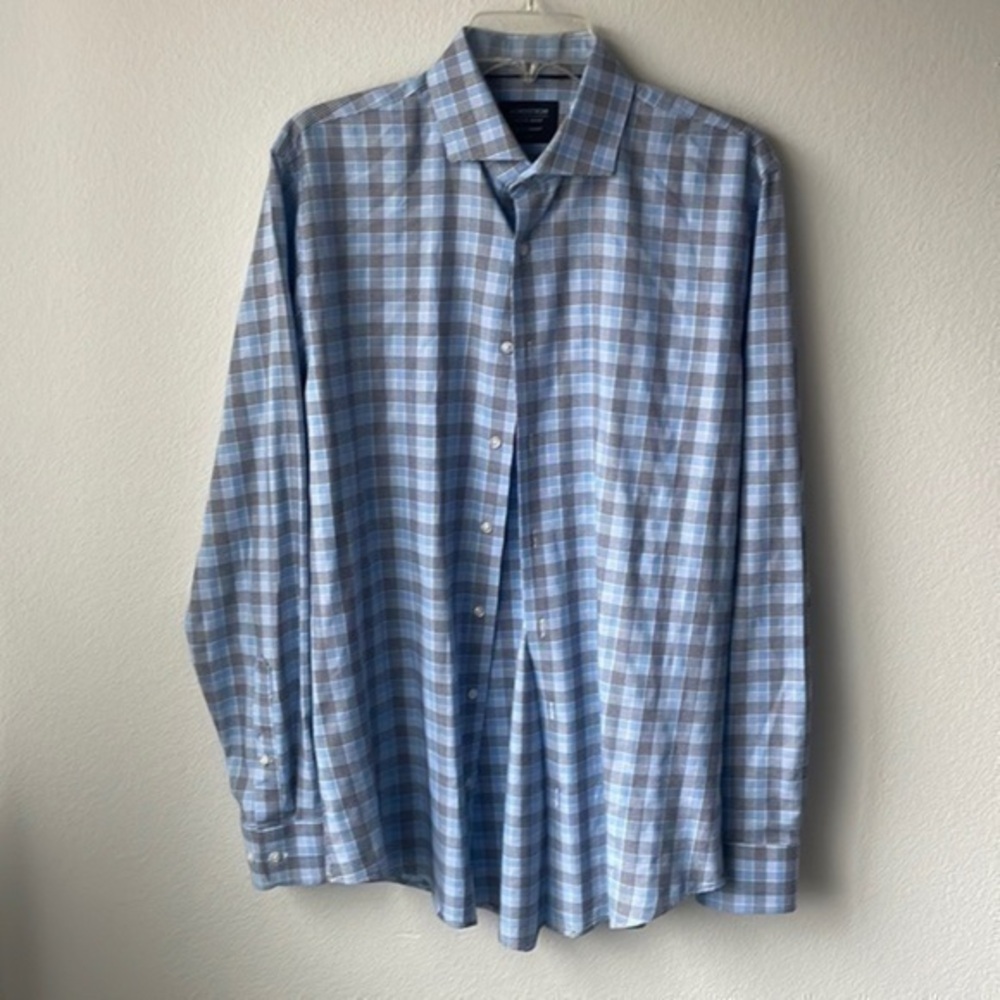 Nordstrom shirt men’s size 15.5 blue plaid